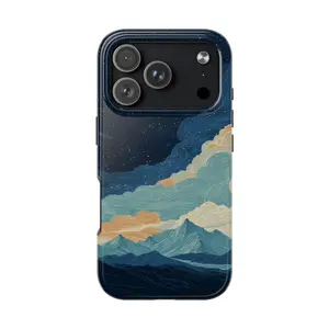 Starry Mountain Landscape Phone Case | Night Sky Clouds