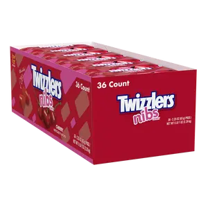 Twizzlers Nibs Candy Cherry 36 ct. - Sweet and Chewy Licorice Candy with Cherry Flavor - 36 Count Pack Snack Bonbon