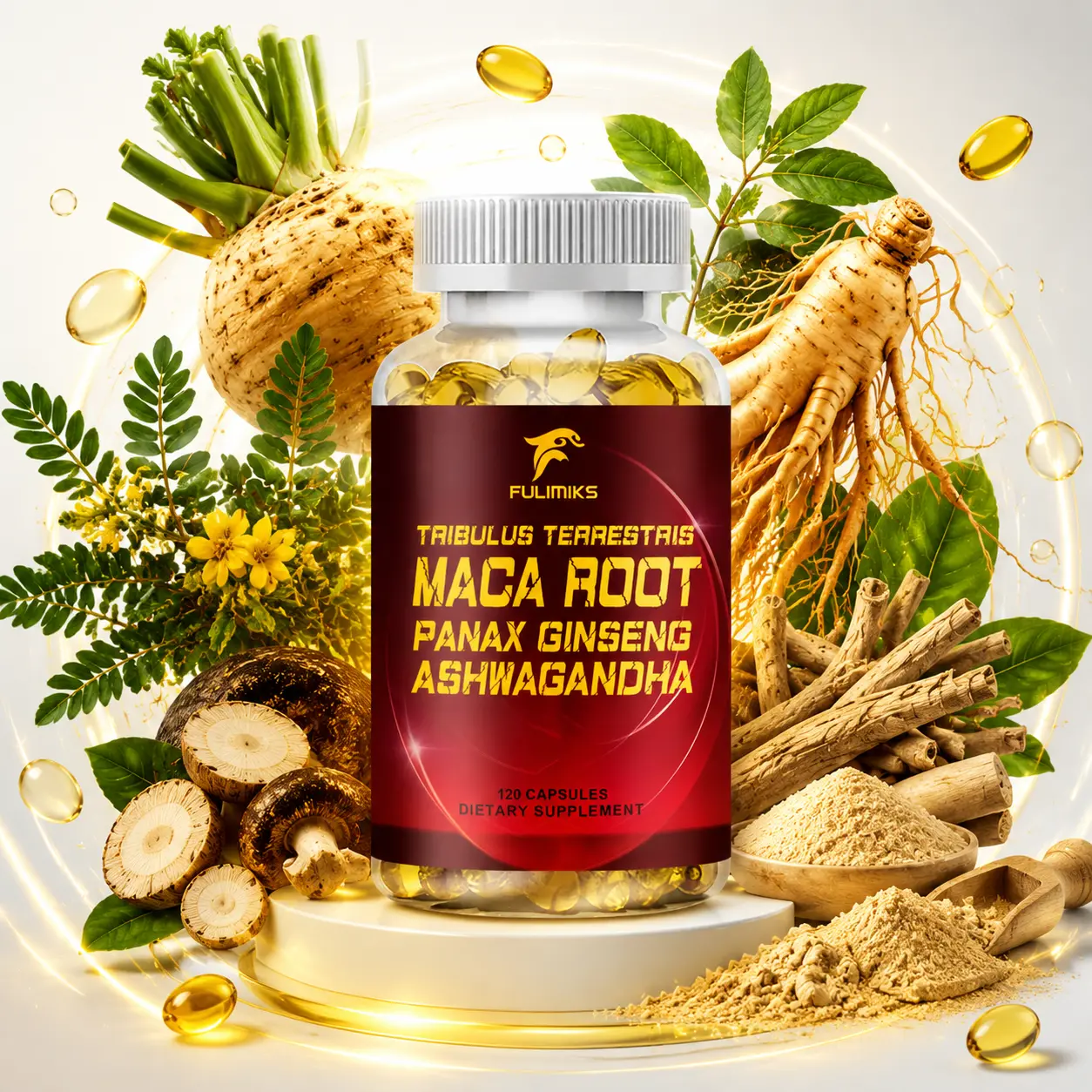 Maca Root Capsules, With Tribulus Terrestris, Maca Root, Panax Ginseng, Ashwagandha, Support Energy & Vitality, Immune, Superior Formula, Highly Absorbable
