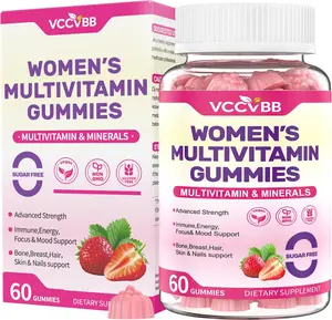 All-in-One Women's Multivitamin Gummies with Complete Vitamin & Mineral Complex, Herbal Blends for Energy, Overall Health, High Potency Hair Skin and Nails Vitamins, Strawberry Flavor, 60 Count