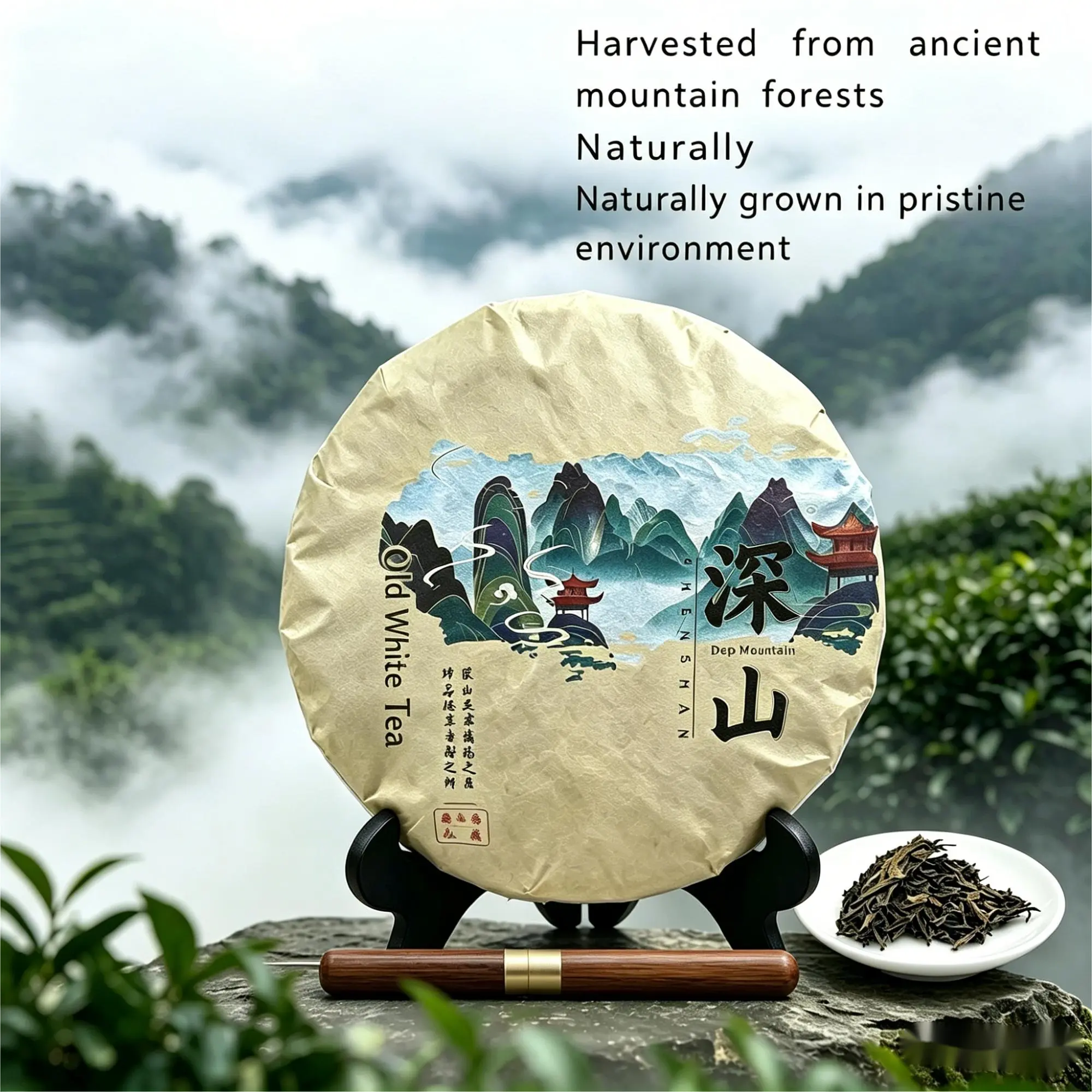 YuLongSheng (FX) Aged Shou Mei White Tea Cake 300g / 12.35oz, Pressed from Premium Loose Shou Mei. Rich jujube aroma with mellow, smooth liquor, beginner-friendly. Comes with a tea pick and airtight storage pouch.