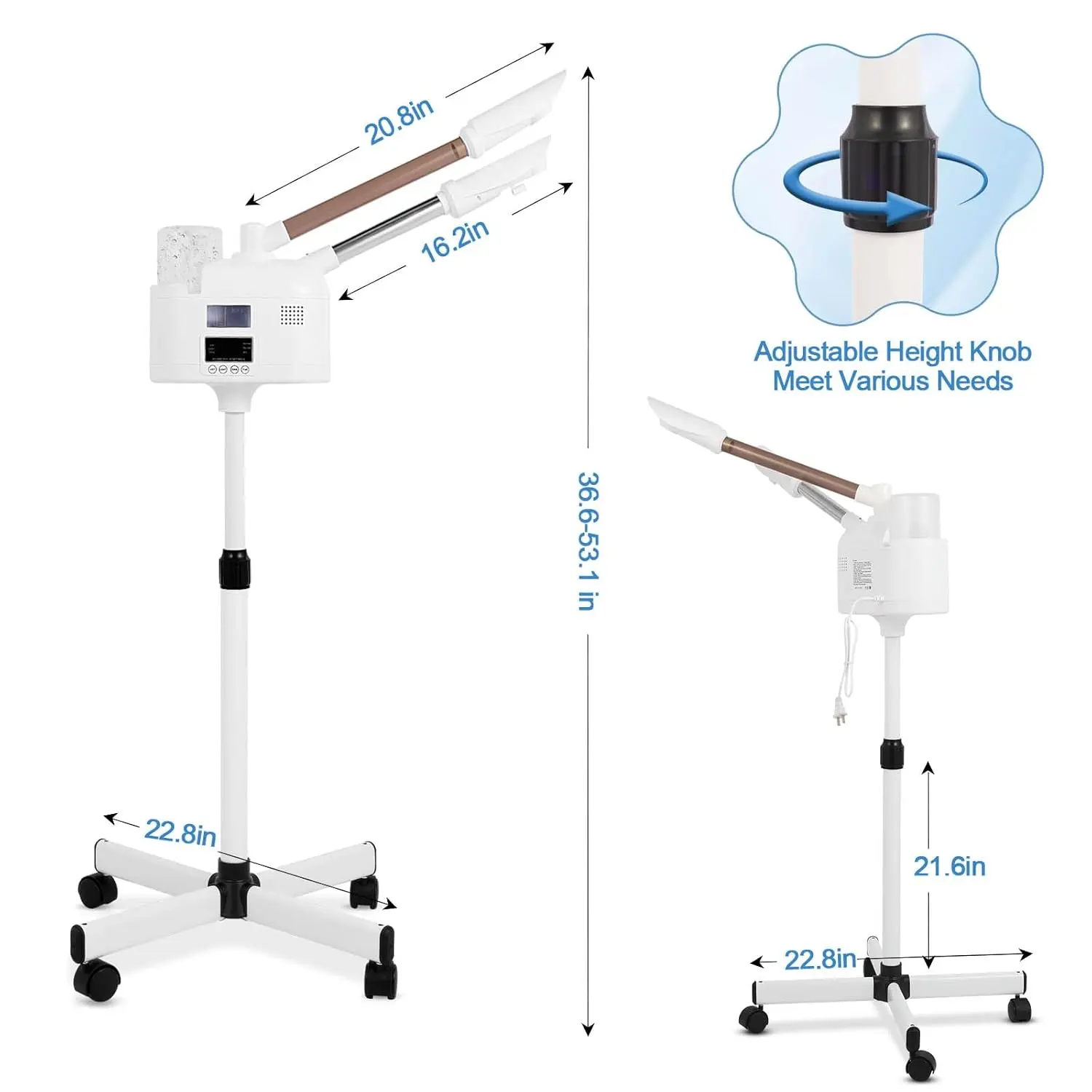Professional Facial Steamer, 2 in 1 Facial Steamer with Ozone and Hot & Cold Mist for Facial Deep Cleaning and Hydration, Esthetician Steamer on Wheels, Ideal for Beauty Salons, Spas and Home Use Blackhead Remover Tool Blackhead Remover Kit summeressentia