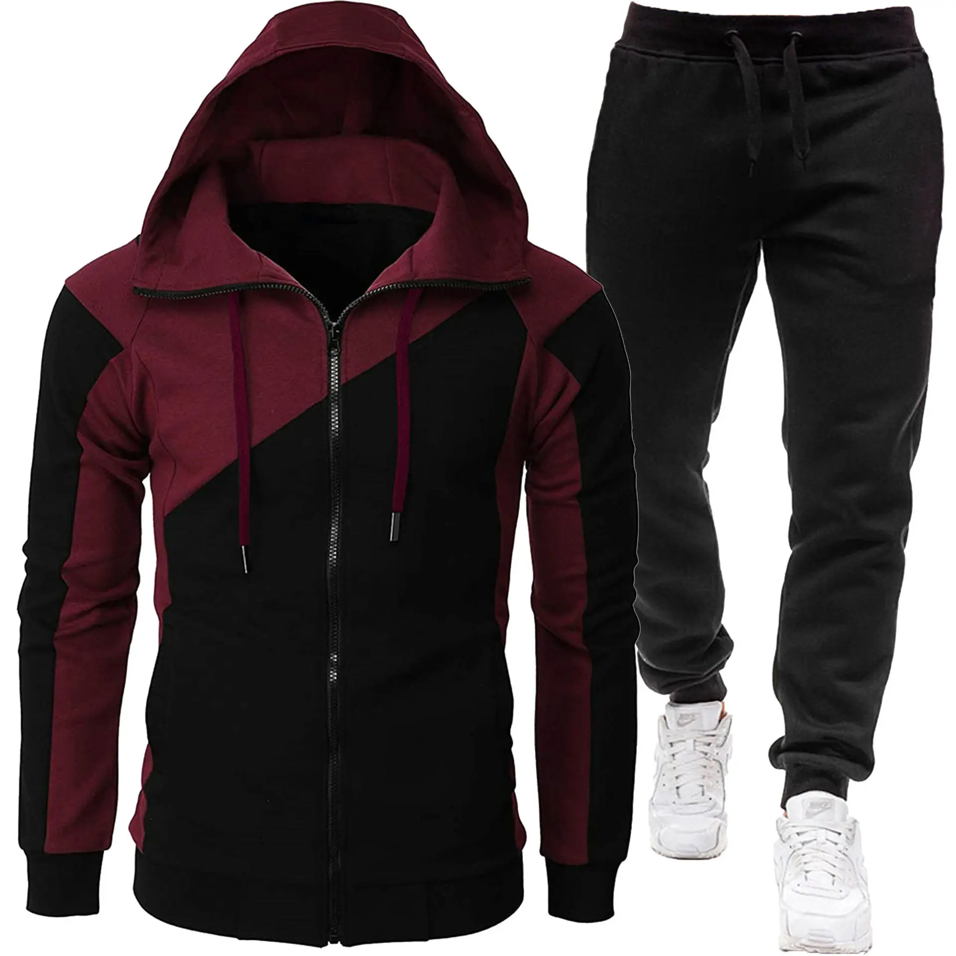 Deep red+black pants