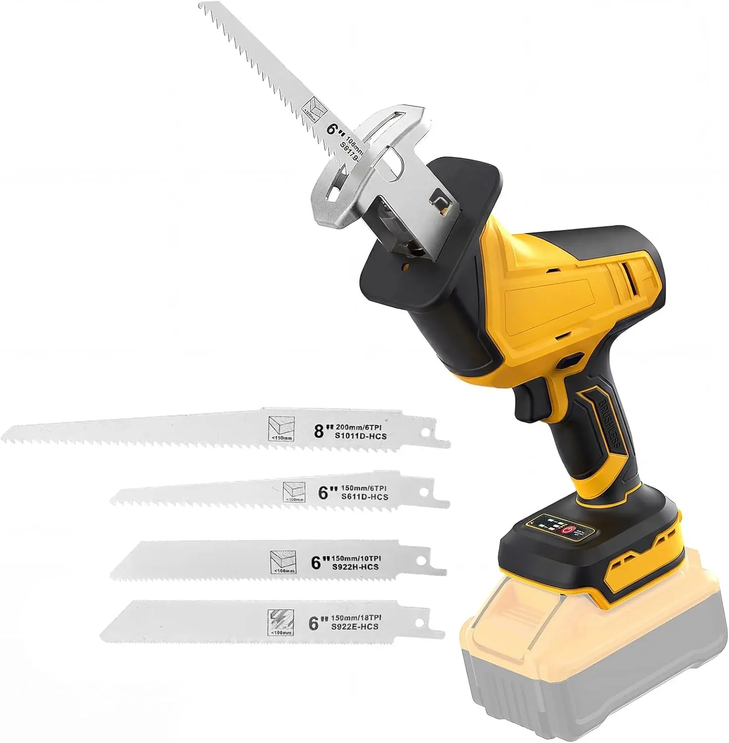 Cordless Reciprocating Saw Compatible with Dewalt 20V Battery(NO Battery)| Cordless Sawzall with Brushless Motor, 3500 SPM, 4 Blades for Wood/Metal/PVC Cutting