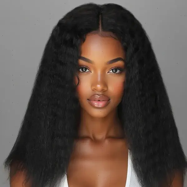[New In] 4C Kinky Edges Lace Front Bob Wig Kinky Straight Human Hair Wig Glueless Deep Side Parted Lace Bob Wig with Natural Hairline For Women Cosplay BlackFriday