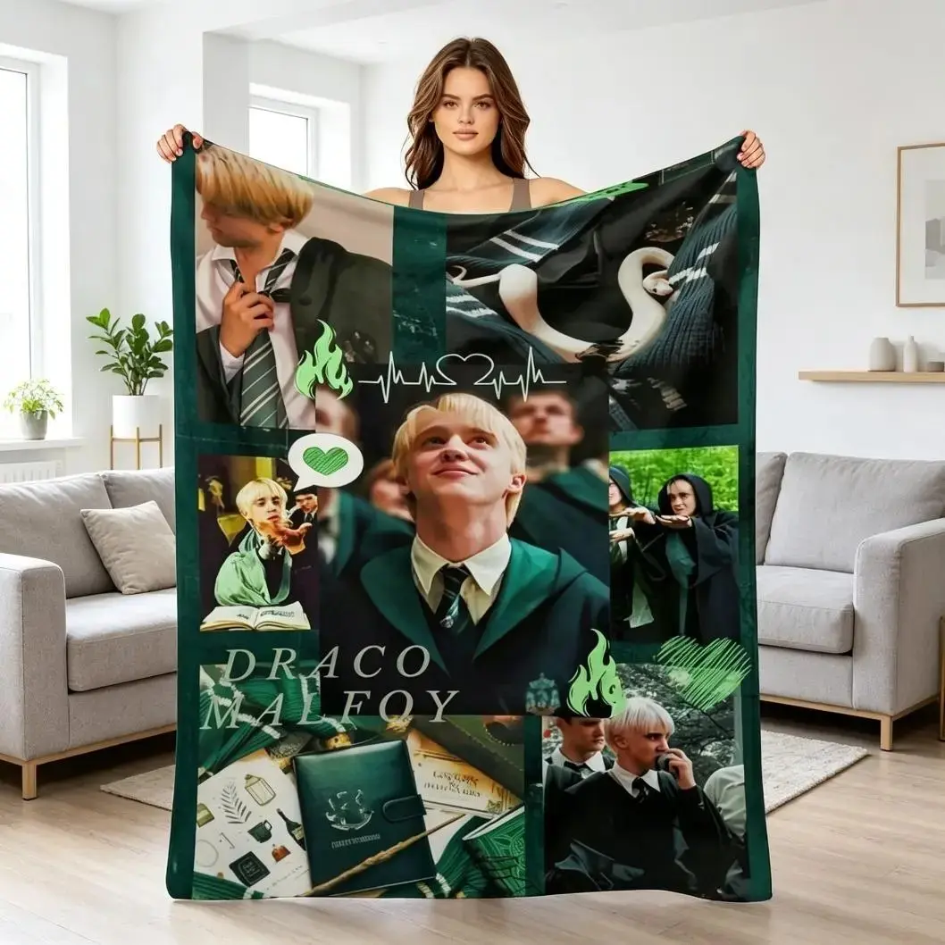 Mysterious Blonde Character Art-Style Flannel Throw Blanket, Super Soft Warm Multi-Season Cover for Bedroom Sofa, Artwork Print Home Decor, Ideal for Napping & Gifting