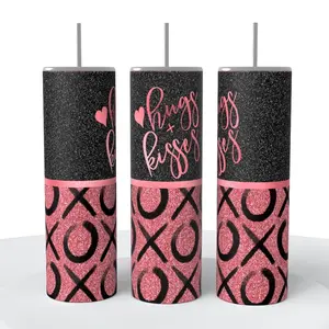 Hugs Ang Kisses Valentines 20 oz Tumbler - Ideal for Drinkware - Ideal for Valentine's Day Gifts - Bottle