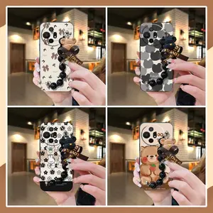 protective case soft case Phone Case For TCL 50XL 5G/50XL Nxtpaper 5G Bear bracelet Back Cover Black pearl pendant Anti-knock Simplicity Dirt-resistant phone case cute Waterproof