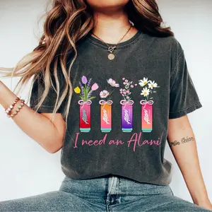 Comfort Colors I Need An Alani T-Shirt, Cute Floral Energy Drink T-Shirt, Alani Nu Aesthetic Fall Winter Tee, Soft Girl Coquette Preppy Gift, Full Sizes