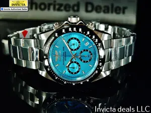 Rare New Invicta Men's 40mm SPEEDWAY DRAGSTER Chronograph TURQUOISE DIAL 200m Stainless Steel Watch