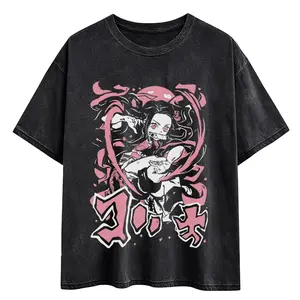 Nezuko Kamado Tee, Demon Slay Anime Washed Fabric T-shirt, Anime Tee, Gift For Anime Fans, Otaku gift 25723 90s Graphic American Casual Short Sleeve Tee | Premium Soft Cotton Classic Unisex T-Shirt for Daily, Gym & Streetwear