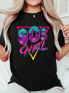 80's Girl Birthday Party Costume Retro Vintage Gift Women T-Shirt Print T-Shirt Casual Crew Neck Short Sleeve Comfort Tee Top For Spring & Summer Women's Clothing