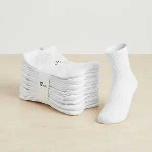 Cushioned Crew Socks 6 Pairs  | Cotton Athletic Long Socks for Gym, Running & Hiking | Unisex Fit