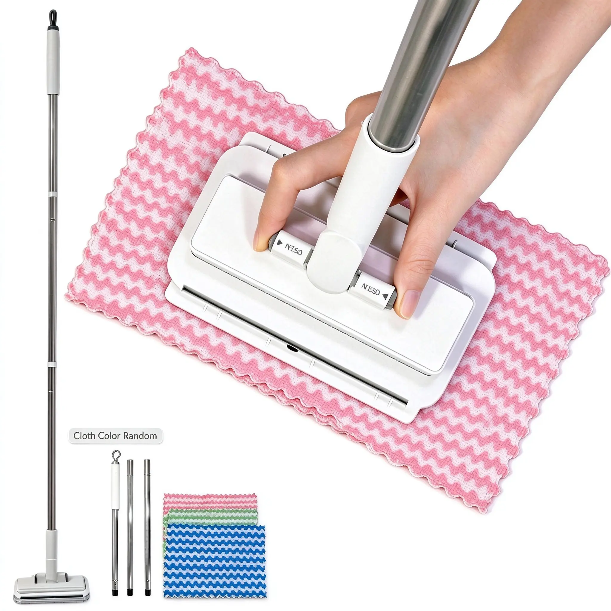 Mini Flat Mop, One-Click Release Microfiber Mop with 3-Section Extendable Handle, Wet & Dry Cleaning Mop for Floor, Window, RV & Home Cleaning
