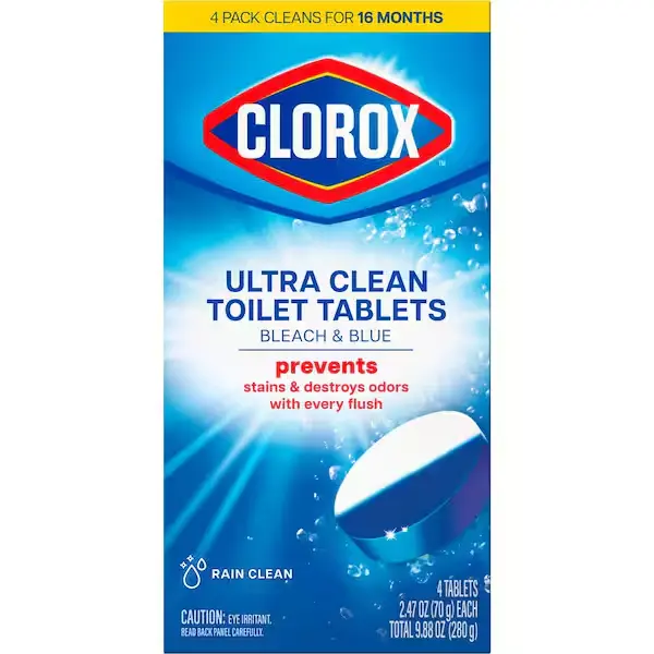 Ultra Clean Rain Clean Scent Toilet Bowl Cleaner Tablets, 2.47 oz. Bleach and Blue (4-Count)