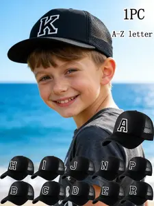 1 Piece  Adjustable Snapback Fashion Baseball Cap for Kids 3-8 Years, Breathable Sun Protection Hat, Letter Pattern, Ideal Beach Play and Family Outing