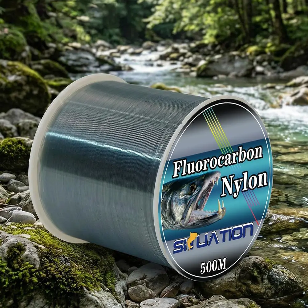 SHIIUATION 3D Monofilament Fishing Line, Ultra Soft Coated Nylon, Low-Visibility Main and Auxiliary Line for Large Fish, 500m, 6-40LB, Nylon Line