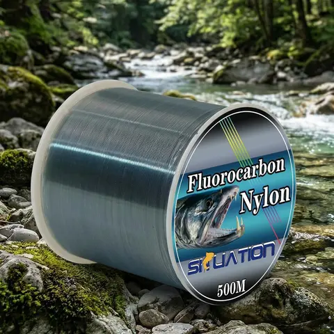 SHIIUATION 3D Hide Monofilament Nylon Fishing Line - Ultra Soft Coated, Low-Visibility Main and Auxiliary Line for Large Fish, 500m Large Spool, 6-40LB (Including 20LB) Fishing Gear Tackle Supplies