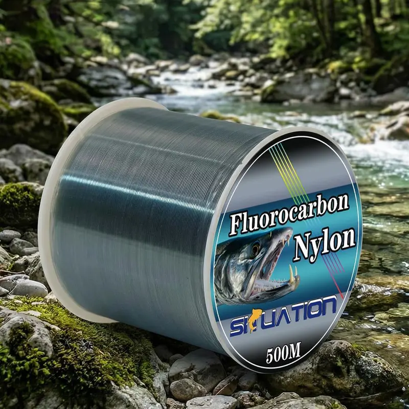 SHIIUATION 3D Hide Monofilament Nylon Fishing Line - Ultra Soft Coated, Low-Visibility Main and Auxiliary Line for Large Fish, 500m Large Spool, 6-40LB (Including 20LB) Fishing Gear Tackle Supplies