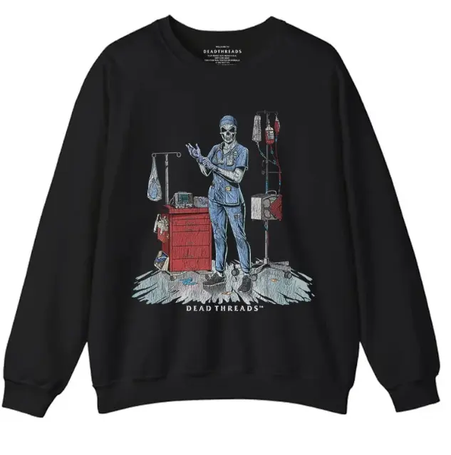 Deadside Nurse Female Blue Scrubs Crewneck Sweatshirt, Funny Healthcare Worker Pullover, Medical Staff Gift, Unisex Cozy Fleece Sweatshirt