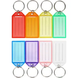 16 Pack Plastic Key Tags, Key Labels with Ring and Label Window, 8 Colors