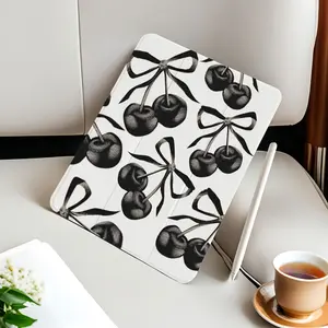 1 PCs Y2g Style Cherry Flip Bracket Pen Slot Drop-Resistant for iPad Protective Case, Foldable Anti-Slip Adjustable Stand Flexible Hybrid Protective Case, suitable for iPad Air4th/Air5th 10.9-Inch 7/8/9Th 10.2-Inch 5Th/6Th/Air1/Air29.7-Inch Air3r