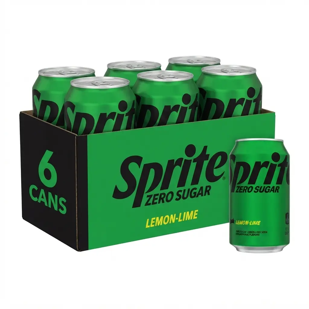 Sprite Lemon-Lime Fizzy Drink, 6-Can Pack, Sugar-Free, Natural Caffeine-Free Crisp Citrus Beverage