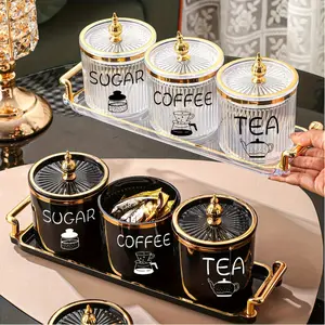 1 3-piece storage jar set, plastic multifunctional, decorative, sealed jar, Coffee container, home, suitable for grain, candy, biscuit, outdoor weddings, parties, gift giving, birthdays