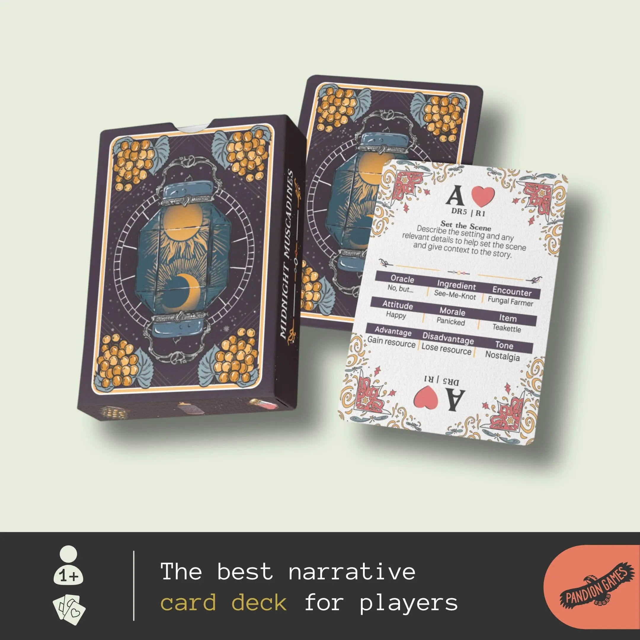 Midnight Muscadines Narrative Themed Card Game Deck with Table Box, Solo & Elusive World Jam Storytelling Activity for Enthusiasts, Game Card Games, Solo Play