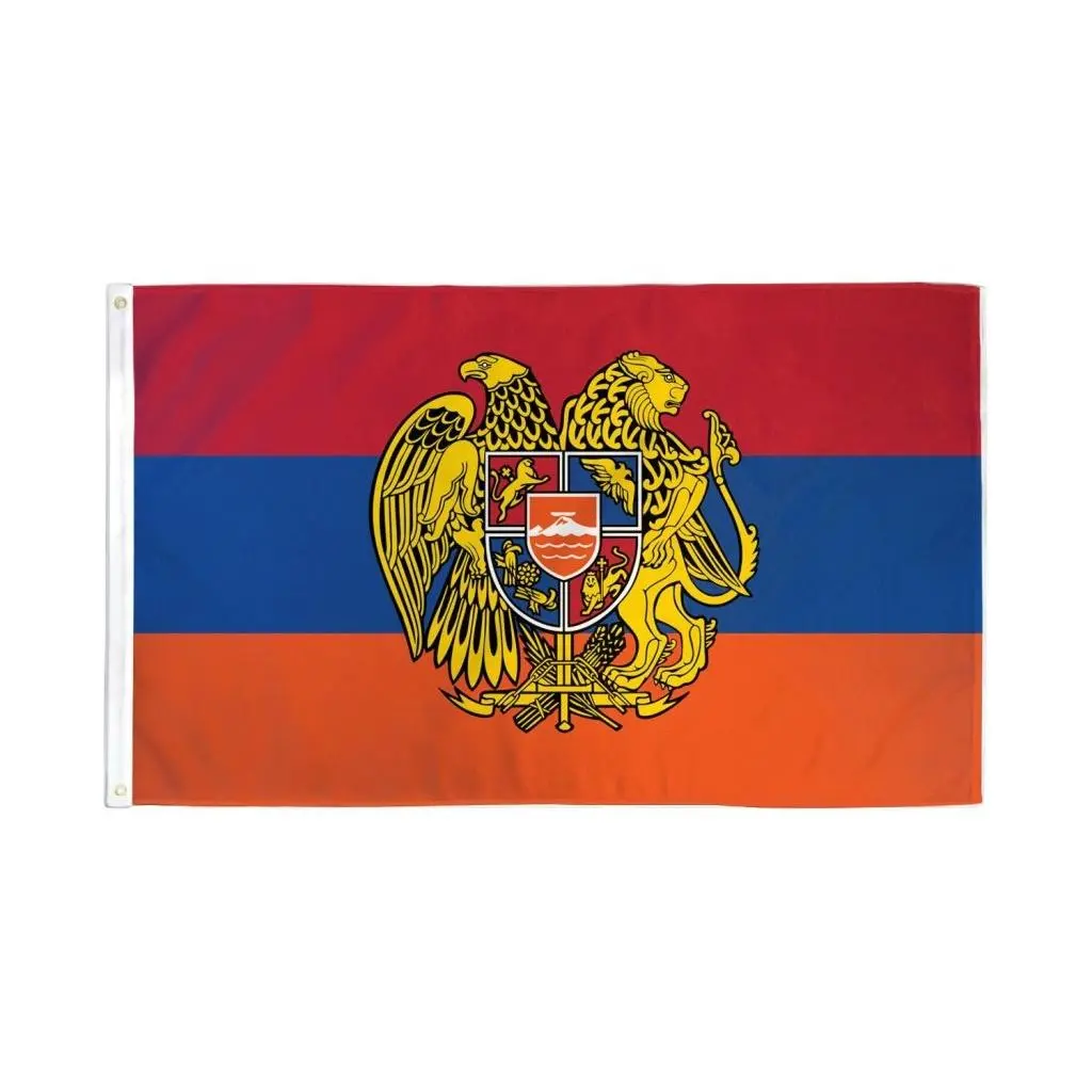 Armenia Coat of Arms Bold Print Wall Decor Flag, 3x5ft Polyester Dye Sublimation Grommet Hole Banner, Festive Flags for Outdoor Home & Festive Event Decorations, Wall Decor Flags, Festive Festive Flags