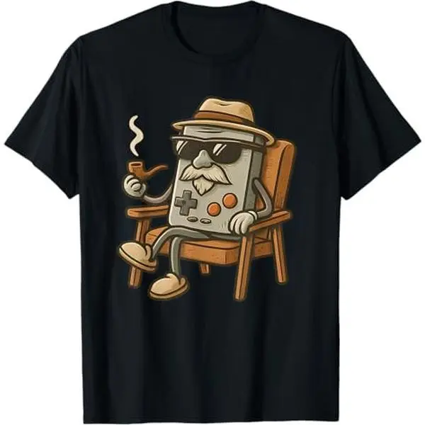 Men's Classic 80s Retro Video Game Controller Graphic Funny Gamer T-Shirt, Menswear 100% Cotton Shortleeve Round Neck Casual Top, Printed in USA, Shortsleeve, Aesthetic Graphic Tee, Fade-Resistant, Printed Art, Retro Gamer