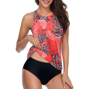 Holipick Two Piece Tankini Swimsuits for Women Tummy Control Bathing Suits High Neck Tankini Tops with Bikini Bottom