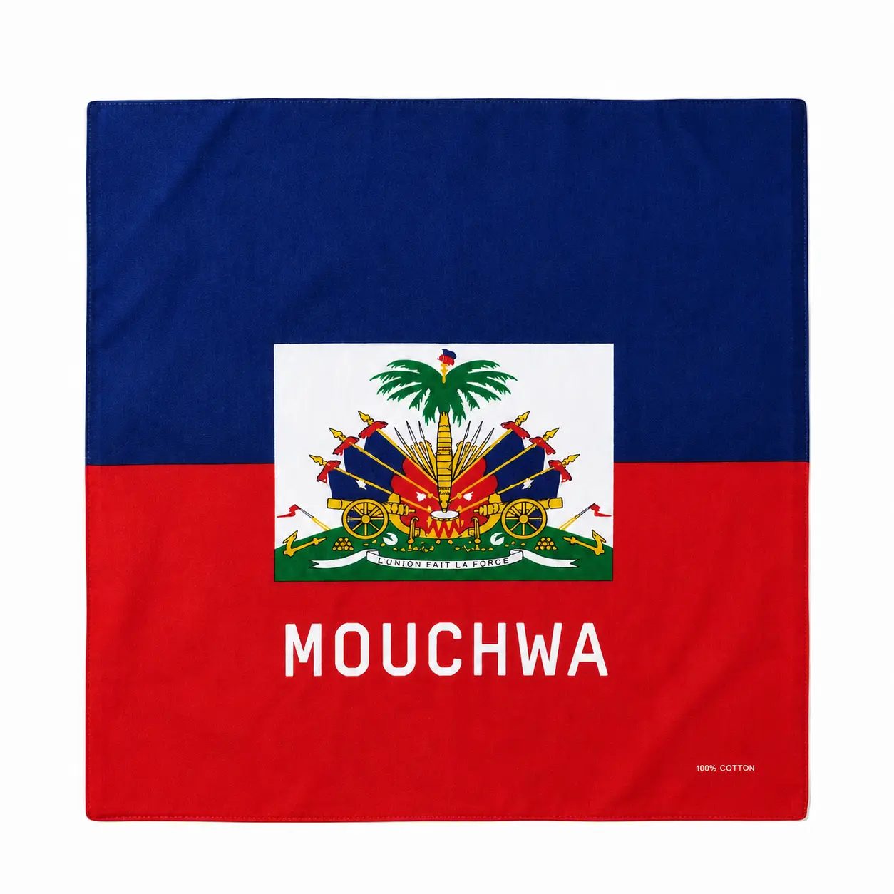 Mouchwa Drapo Ayiti 100% Cotton – Haitian Flag Bandana Square Scarf