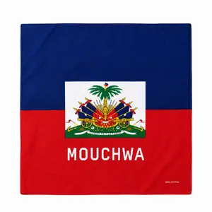 Mouchwa Drapo Ayiti 100% Cotton – Haitian Flag Bandana Square Scarf