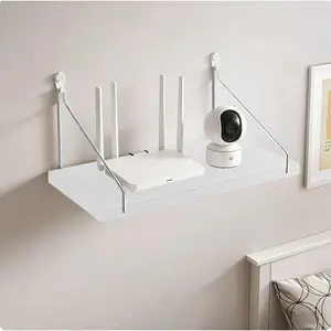 1PC Projector Wall Mount Bracket with Storage, No Drilling, Multi-Functional Shelf for Projectors Routers Cameras, Office Home Display Organizer