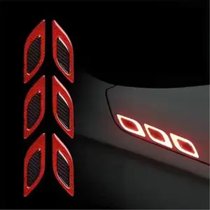 6Counts/Set Car Reflective Carbon Fiber Sticker 3D Car Styling Reflective Strips Night Safety Warning Reflector Tape Stickers Decal Sticker For Cars