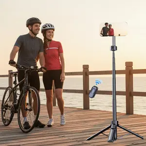 50" Retractable Tripod Selfie Stick For IPhone, Cell Phone Tripod Aluminum Stand With Wireless Remote Control And Detachable Phone Holder