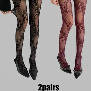 Women's High Elasticity Fishnet Stockings, & Wine Colors, Perfect for Spring & Fall Daily Wear, Comfortable Design, Everyday