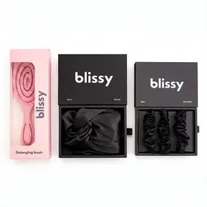 Blissy Hair Bundle – Silk Bonnet + Scrunchies (3-Pack) + Detangling Brush – 100% Mulberry Silk