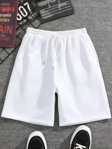 White Casual Sweat Shorts for Men Women - Soft Breathable Cotton Blend Fabric, Drawstring Elastic Waist, Lightweight Daily Wear, Perfect for Gym, Outdoor, Streetwear, Summer Beach & Lounge Activities, Trendy Basic Short Pants