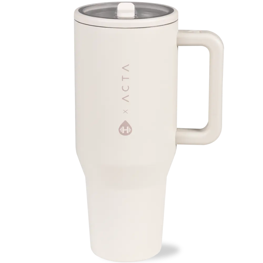 ACTA x HydroJug Traveler 40oz Gray Tumbler - Leakproof, Cupholder Compatible, Hygienic Flip Straw, Durable Insulated Hydration Companion