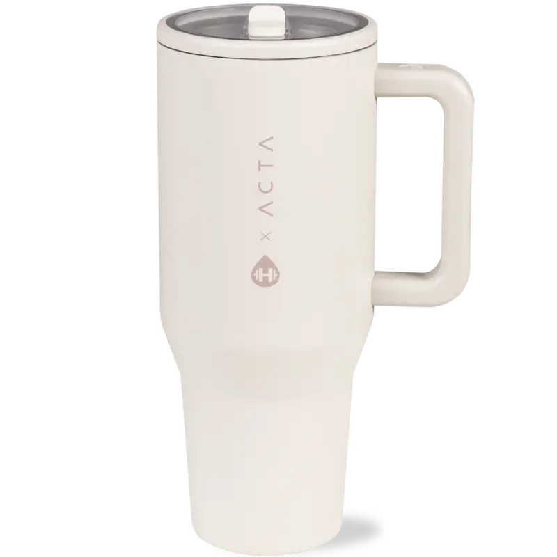 ACTA x HydroJug Traveler 40oz Gray Tumbler - Leakproof, Cupholder Compatible, Hygienic Flip Straw, Durable Insulated Hydration Companion