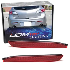 iJDMTOY OE-Spec Red Lens Rear Bumper Reflector Lenses For Mazda 2010-2013 Mazda3, Mazdaspeed3 Sedan/Hatchback