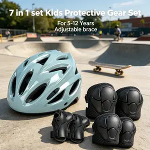BAT DASH 7-in-1 Kids Protective Gear Set – Adjustable Helmet & Knee/Elbow/Wrist Pads for Bike/Skateboard/Scooter – Ages 5-13