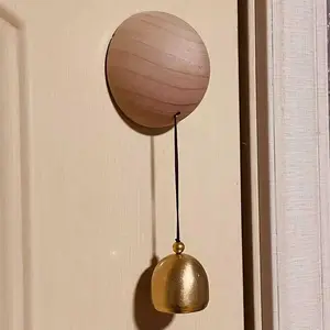 2-Piece Modern Wood Ball Hanging Magnetic Doorbell, Shopkeeper Bell with Suction Cup, Entry Door Reminder, Home & Garden Decorations