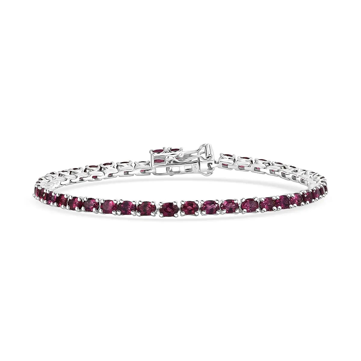 EverTrue Orissa Rhodolite Garnet Timeless Tennis Bracelet in Platinum Bond (8.00 In) 8.10 ctw