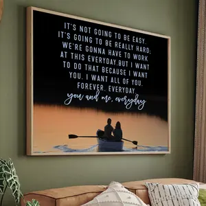 The Notebook 'You & Me Every Day' Quote Poster – Romantic Farmhouse Wall Art in Square & Landscape Sizes Cowboy Decor Framed Canvas Wrap Frame Unframed Poster Vintage-Style Western Art Print