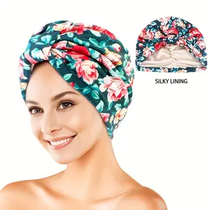 Comfortable Double Layer Satin Hair Protection Cap, Reusable Waterproof & Oil Proof Multi-scene Head Cover