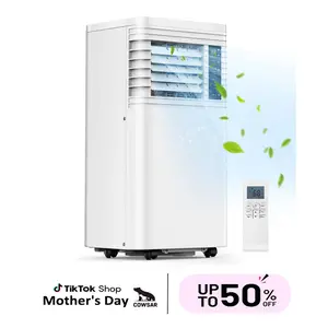 COWSAR 8,000 BTU Portable Air Conditioners Cool Up to 350 Sq.Ft, 4 Modes Portable AC with Remote Control, LED Display, 24Hrs Timer, Installation Kits for Home/Office/Dorms, White
