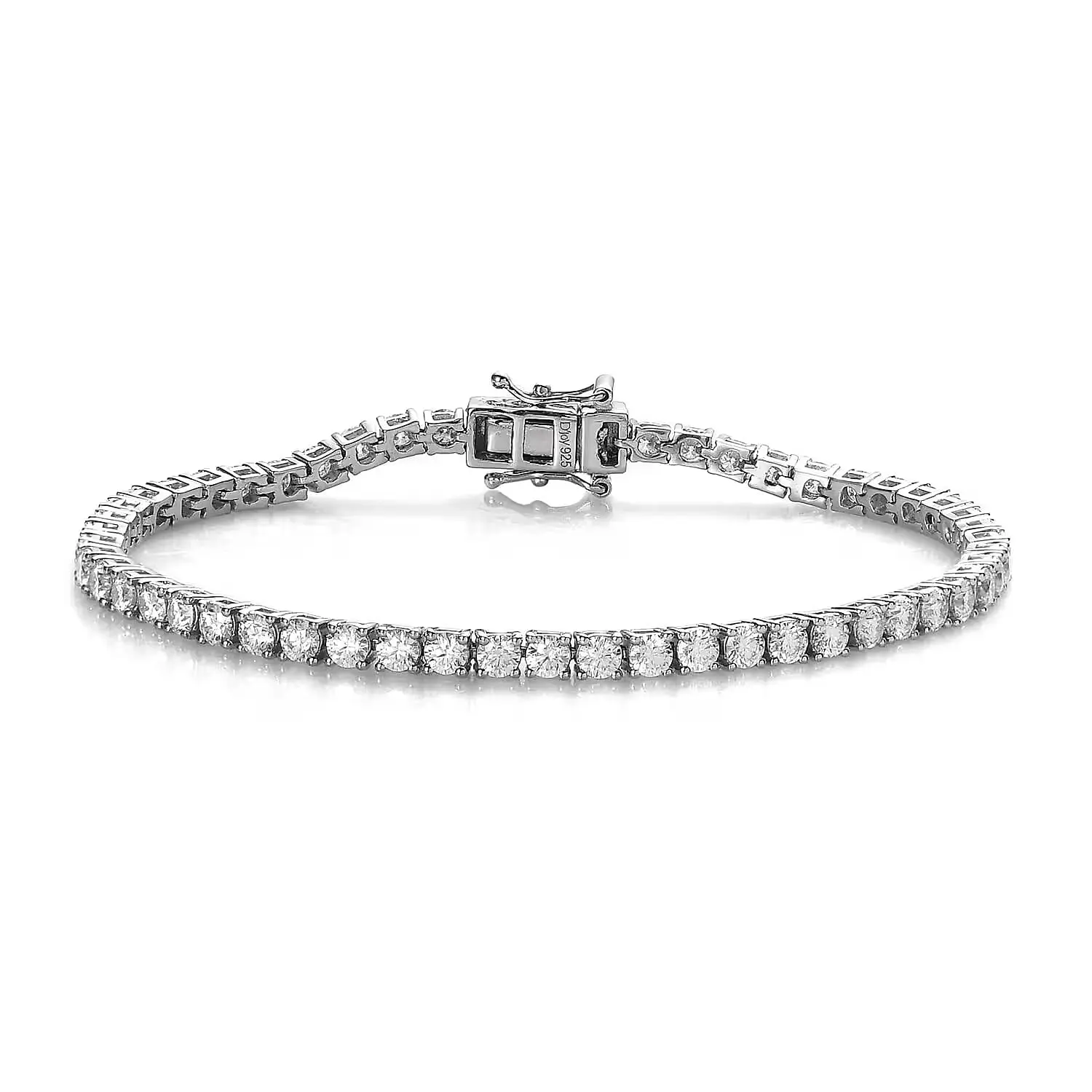 Moissanite 5.20 ctw Tennis Bracelet, Moissanite Bracelet, Line Bracelet, Platinum Over Sterling Silver Bracelet (7.25 In)